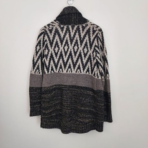 Lucky Brand Wool Blend Stargazer Tribal Aztec Open Knit Cardigan Sweater - Picture 2 of 11